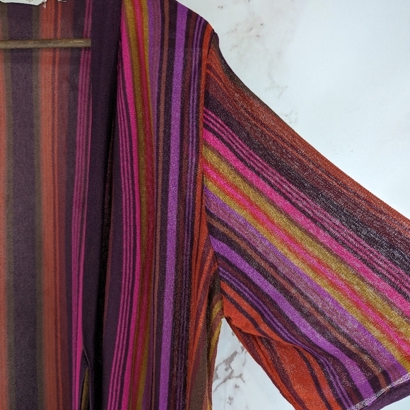 Soft Surroundings Top Women 2X Pink Striped Wrap Tie Cardigan Bella Donna - Picture 11 of 12